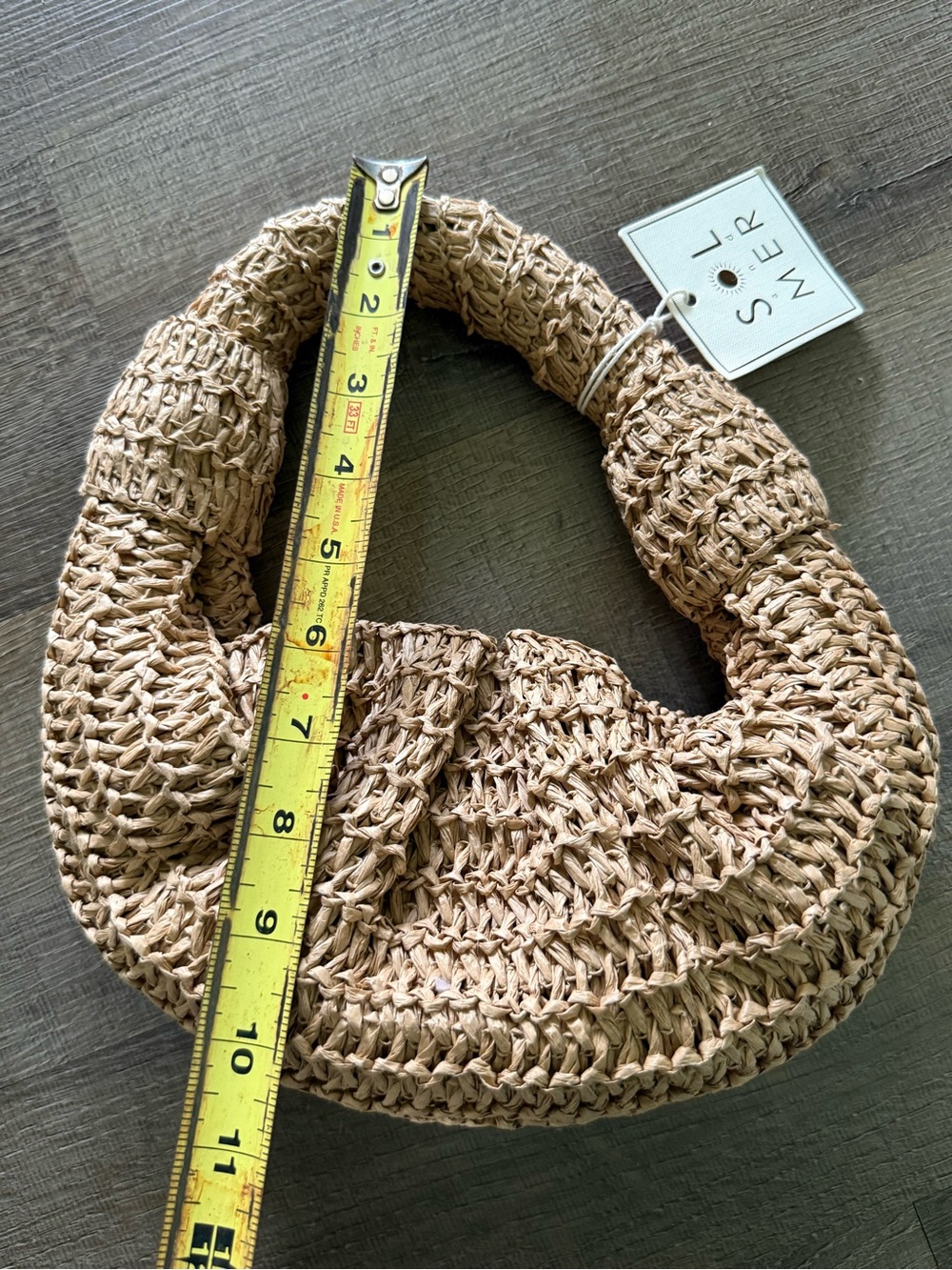 Handwoven Straw Hobo Bag in Tan - Picture 6 of 6